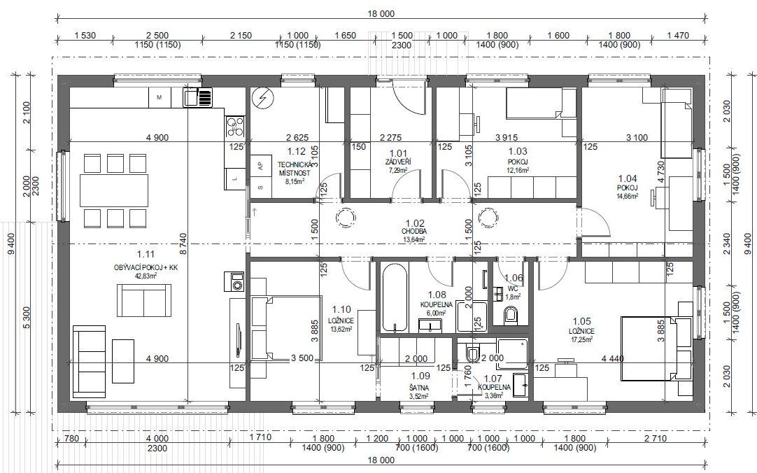 Půdorys DŮM V DOBRÉ VODĚ přízemí